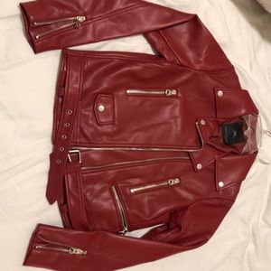 Red biker jacket (faux leather) in size (Small)